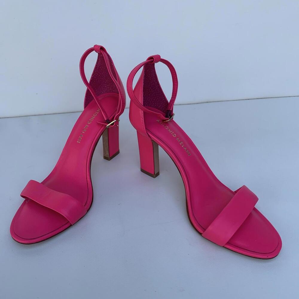 Antonio Melani Pink Strappy Leather Sandals Heels 7